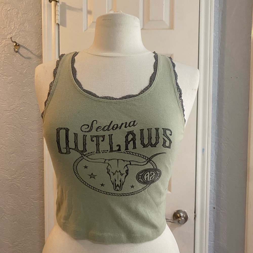 Hollister Olive Graphic Crop Top